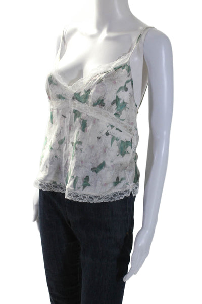 Erdem Womens Silk Lace Trim V Neck Spaghetti Strap Cami Blouse White Size 8