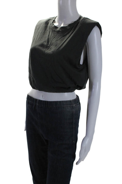 The Westside Womens Pullover Cropped Tank Top Gray Cotton Size Extra Small