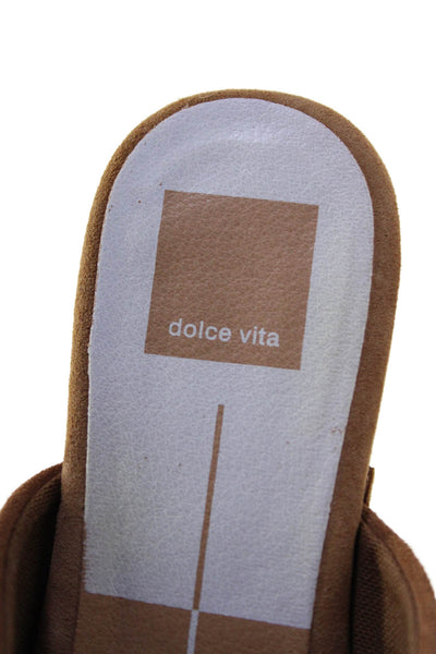 Dolce Vita Womens Suede Open Toe Slip On Low Heel Clog Sandals Brown Size 7.5US