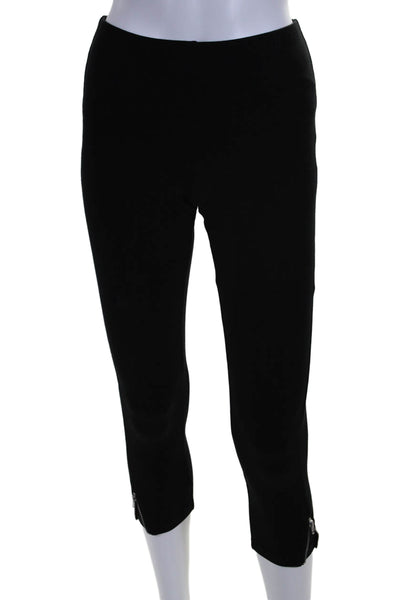 Lysse Womens Elastic Waistband Mid Rise Zipper Trim Capri Leggings Black Small