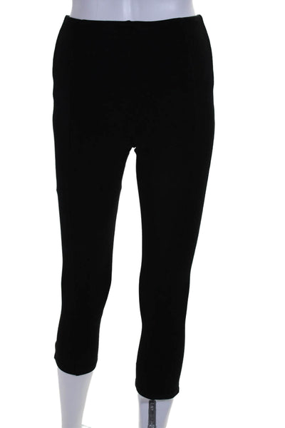 Lysse Womens Elastic Waistband Mid Rise Zipper Trim Capri Leggings Black Small