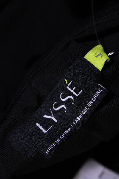 Lysse Womens Elastic Waistband Mid Rise Zipper Trim Capri Leggings Black Small