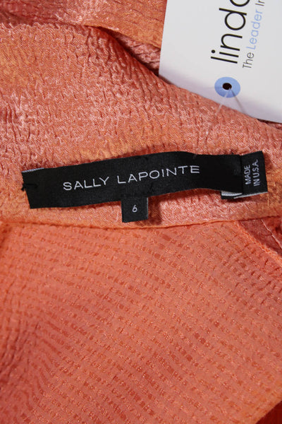 Sally LaPointe Womens Orange Textured High Rise Belt Sleeveless Jumpsuit Size 6