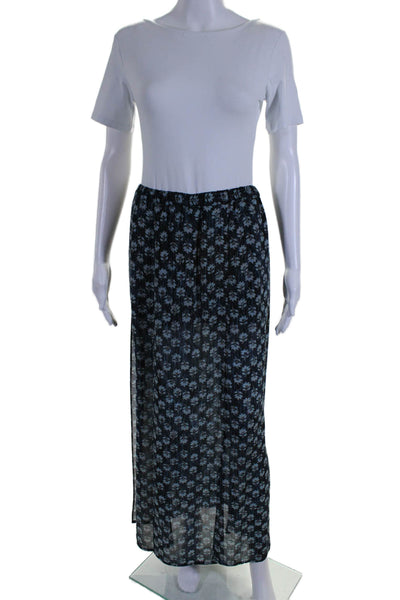 Michael Michael Kors Womens Blue Floral Pull On Slits Lined Maxi Skirt Size 2