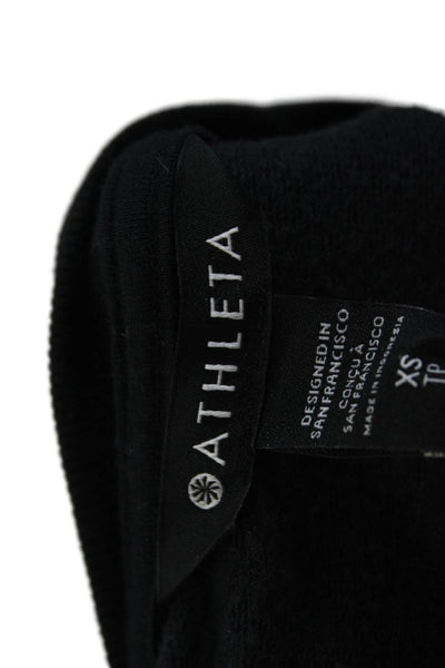 Athleta Womens Button Up Long Sleeve Pullover Sweatshirt Top Black Size XS