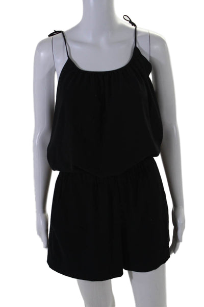 Theory Womens Black Scoop Neck Elastic Waist Sleeveless Romper Size S