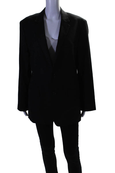 Reiss Womens Notched Lapel Front Pocket Two Button Blazer Black Size 42