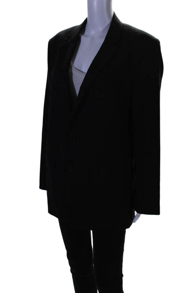 Reiss Womens Notched Lapel Front Pocket Two Button Blazer Black Size 42