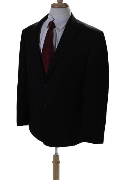 Pronto Uomo Womens Notched Lapel Two Button Blazer Wool Black Size 40