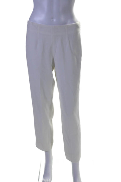 Zelda Womens Flat Front Side Zip Mid-Rise Tapered Pants Trousers White Size 2