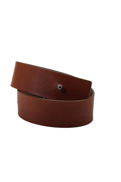 Allsaints Women's Button Closure Leather Belt Brown Size XS