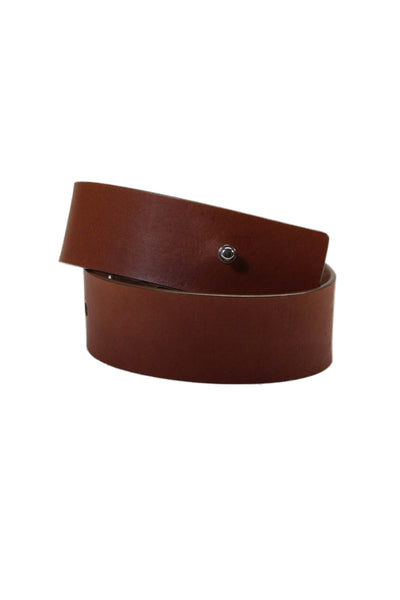 Allsaints Women's Button Closure Leather Belt Brown Size XS