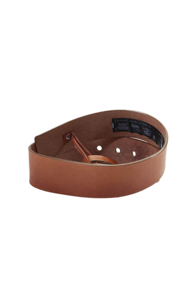 Allsaints Women's Button Closure Leather Belt Brown Size XS