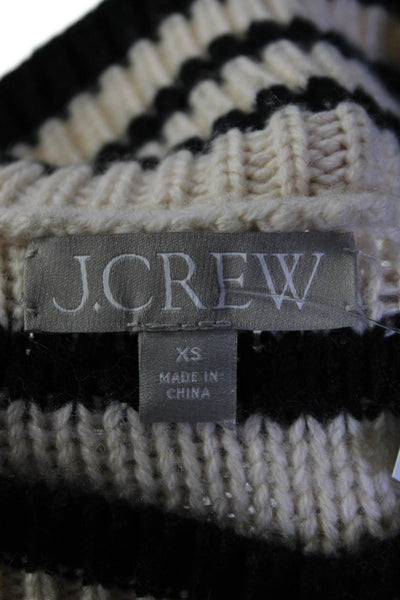 J Crew Women's Mock Neck Long Sleeves Striped Sweater Black White Size XS