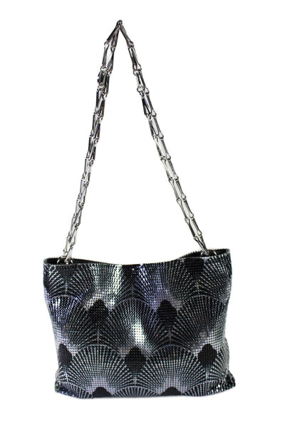 Paco Rabanne Womens Metallic Black Pixel Sunset Tower Chainmail Shoulder Bag Han