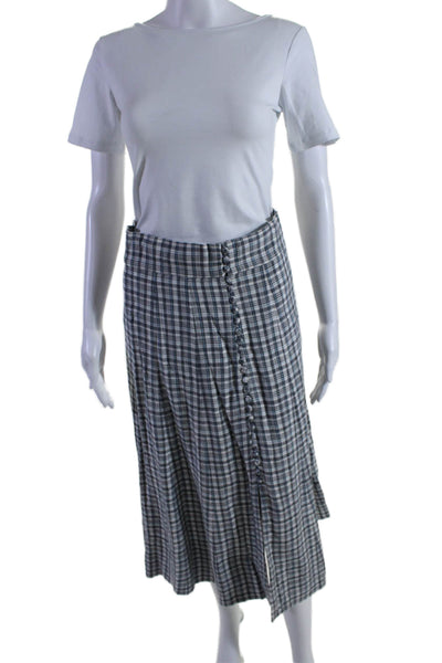 The Westside Womens Check Print Side Zip Maxi Skirt Gray Size Small