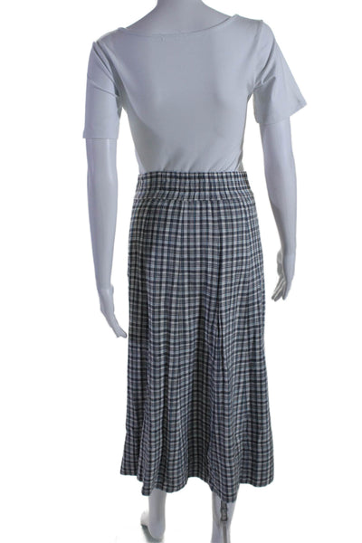 The Westside Womens Check Print Side Zip Maxi Skirt Gray Size Small