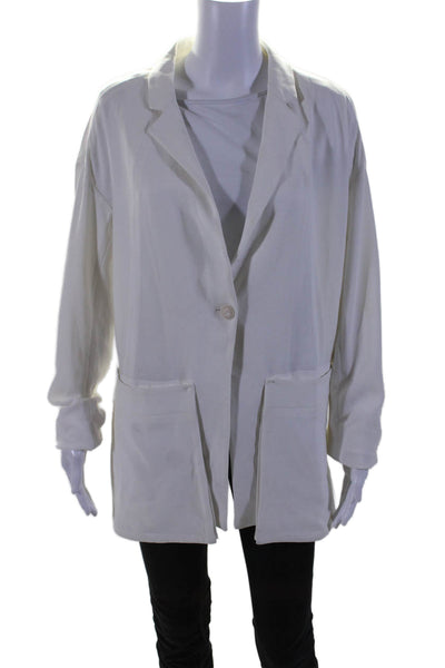 Public School Womens Crepe Notched Lapel One Button Blazer Jacket White Size 4