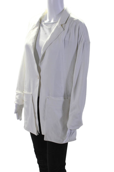 Public School Womens Crepe Notched Lapel One Button Blazer Jacket White Size 4