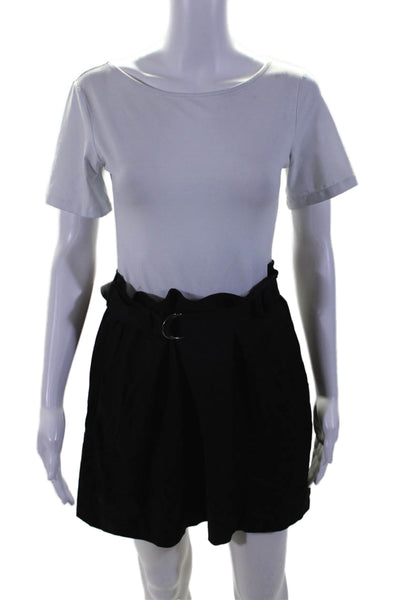 Vince Womens Belted Waist Two Pocket Unlined Short A-Line Skirt Black Size 6