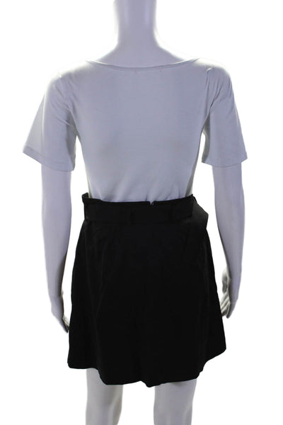 Vince Womens Belted Waist Two Pocket Unlined Short A-Line Skirt Black Size 6