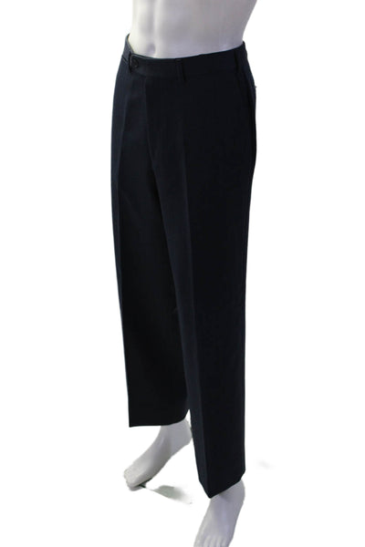 Mark Shale Men's Button Closure Flat Front Straight Leg Dress Pants Blue Size 36