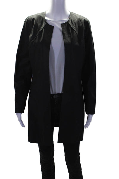 Elaine Kim Womens Long Sleeve Open Front Light Jacket Black Cotton Size 8