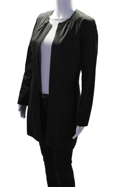 Elaine Kim Womens Long Sleeve Open Front Light Jacket Black Cotton Size 8