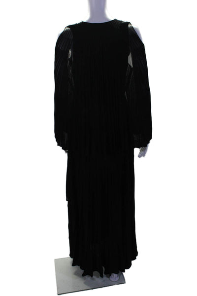 St. John Womens Side Zip V Neck Knit Long Dress Black Size 6