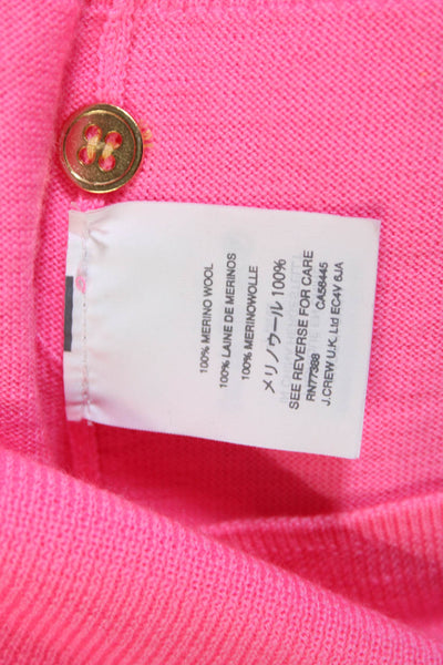 J Crew Womens Merino Wool Long Sleeve Button Down Knit Blouse Pink Size S