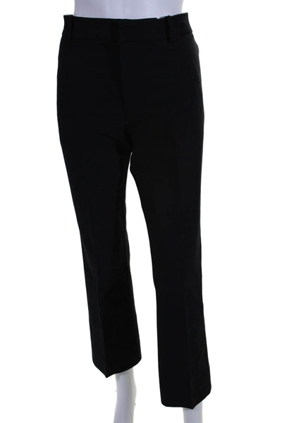 Derek Lam 10 Crosby Womesn Cotton Flat Front Flared Slacks Black Size 6