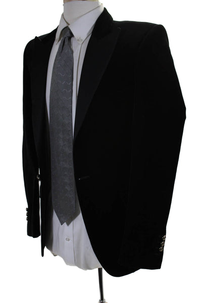 Balmain For H And M Mens Velvet Single Breasted Tuxedo Blazer Black Size 36R