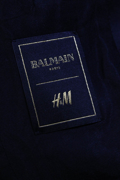 Balmain For H And M Mens Velvet Single Breasted Tuxedo Blazer Black Size 36R