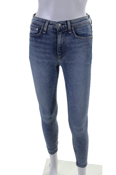 Rag & Bone Womens Tapered Leg High Waisted Light Wash Jeans Blue Size 25