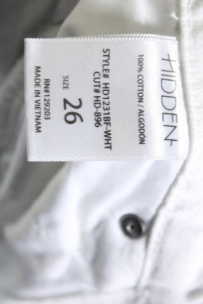 Hidden Womens Front Zip Tapered Leg Five Pocket Pants White Size 26