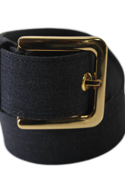 Marni Womens Gold Tone Buckle Medium Width Belt Black Cotton Size EUR 77