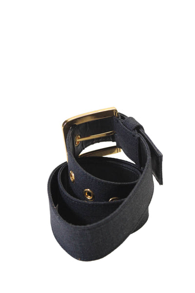 Marni Womens Gold Tone Buckle Medium Width Belt Black Cotton Size EUR 77