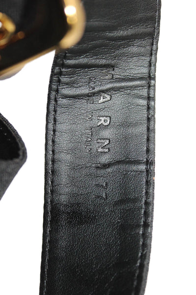 Marni Womens Gold Tone Buckle Medium Width Belt Black Cotton Size EUR 77