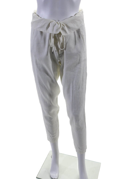 Vince Womens Button Up Fold Over Waist Tapered Leg Trousers Pants White Size 4