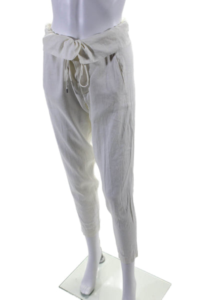 Vince Womens Button Up Fold Over Waist Tapered Leg Trousers Pants White Size 4