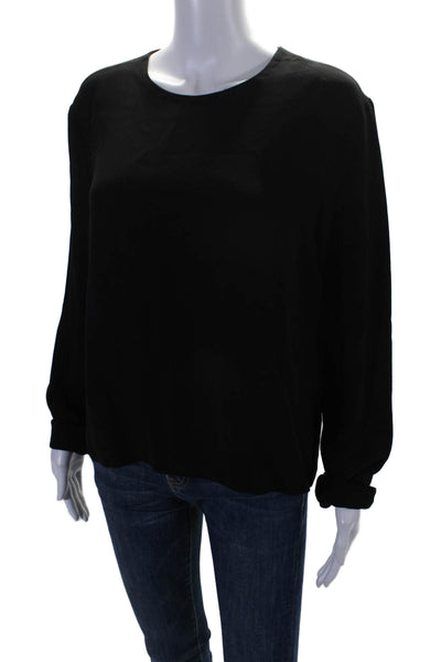 Argent Womens Back Zip Long Sleeve Scoop Neck Blouse Black Size Medium