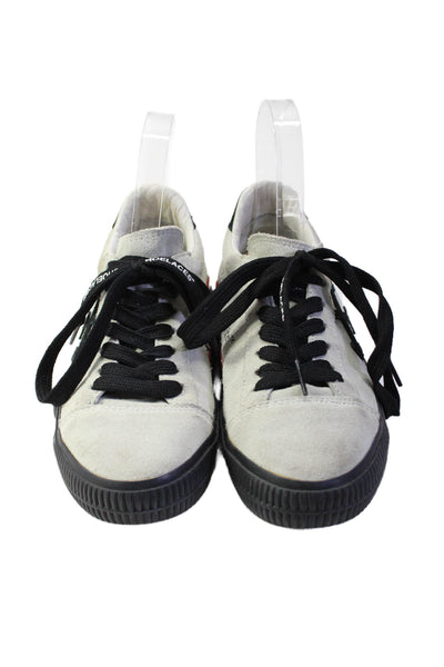 Off White Womens Suede Graphic Platform Low Top Tied Sneakers White Size EUR 36