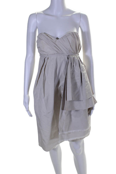 Peter Som Womens Sweetheart Neck Strapless A Line Dress Beige Cotton Size 2