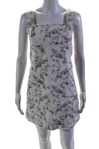 Rag & Bone Jean Womens Sleeveless Square Neck Floral Print Dress White Small