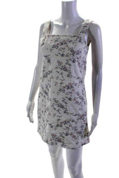 Rag & Bone Jean Womens Sleeveless Square Neck Floral Print Dress White Small