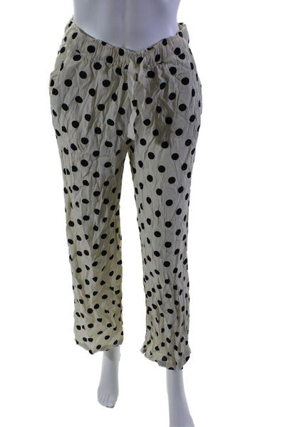 Les Coyotes De Paris Girls  Tapered Leg Spotted Elastic Waist Pants White 16