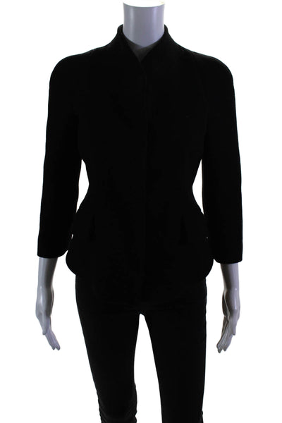 Proenza Schouler Womens Long Sleeves Button Down Jacket Black Wool Size 4