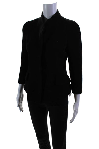 Proenza Schouler Womens Long Sleeves Button Down Jacket Black Wool Size 4