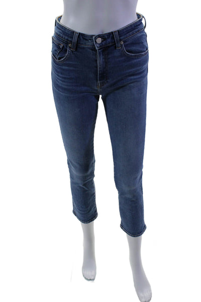 CQY Womens High Rise Light Wash Zip Up Skinny Leg Jeans Blue Cotton Size 26