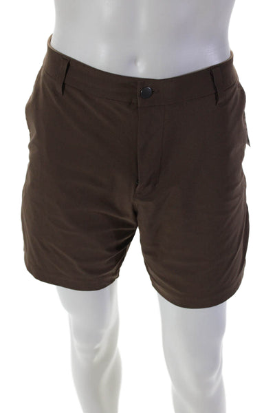 Lululemon Mens Solid Flat Front Casual Shorts Brown Size 34